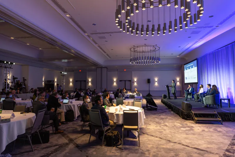Panelists speak at a Future Energy Systems Center workshop.