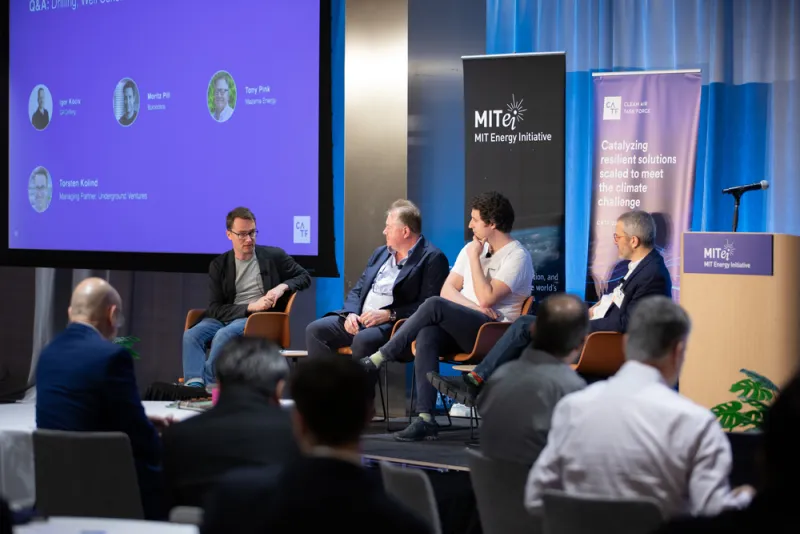 Torsten Kolind, the co-founder of Underground Ventures, moderates a panel during the MIT Energy Initiative and Clean Air Task Force