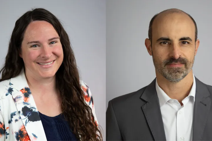 Headshots of Jenn Morris and Angelo Gurgel